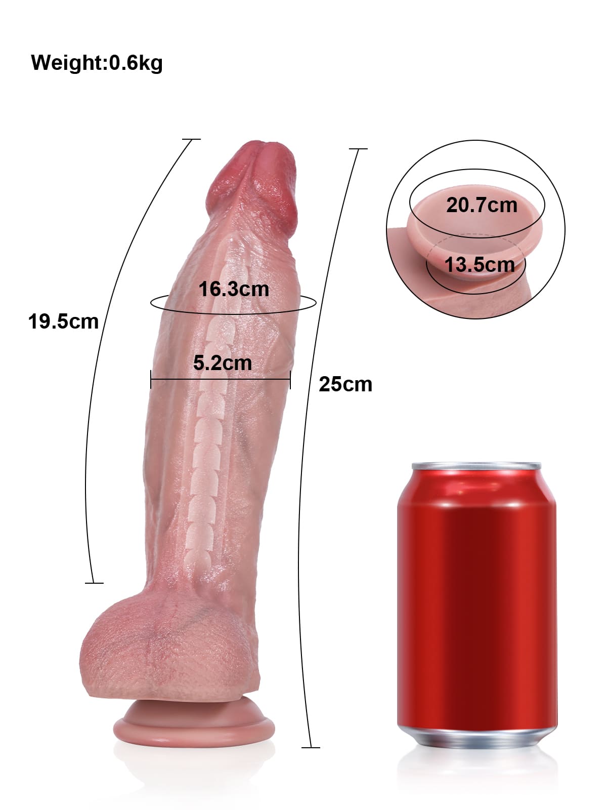 リアム (Liam) 25cm ディルド リアル｜金属骨格による形状固定と肉厚な充填感