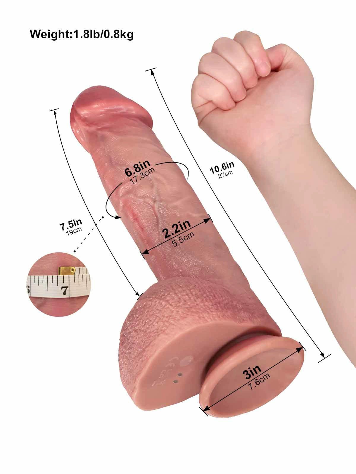 エリアス (Elias) 27cm 特大カリ首の電動ピストン｜2層構造・温感ディルド